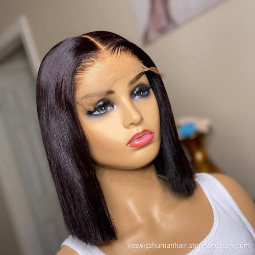 Cheap Raw Peruvian Virgin Straight Human Hair Bob Wigs Natural Human Hair Hd Full Transparent Lace Front Wig Human Hair Vendor